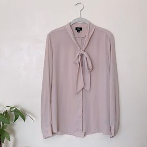 Women’s Bow Tie Pale Pink Chiffon Blouse